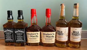 ６本セット　バーボン ウイスキー　メーカーズマーク　MAKER'S MARK　ジャックダニエル　ワイルドターキー　新品　未開封