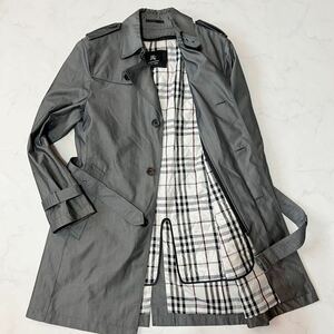 BURBERRY BLACK LABEL トレンチコート 2way ライナー ノバチェック キルティング M 付属パーツ完備 グレー メンズ ジャケット バーバリー