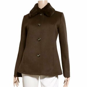  as good as new / Katty KETTY turn-down collar coat inscription 2 number 9 number corresponding tea Brown wool wool simple plain fur autumn winter outer lady's 
