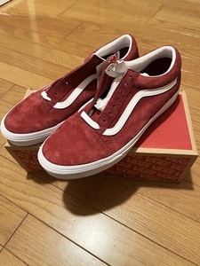 未使用品 バンズ VANS オールドスクール OLD SKOOL オール ピッグ スウェード Pig Suede 撥水加工 レザー 本革 赤 レッド Tawny 28.5cm