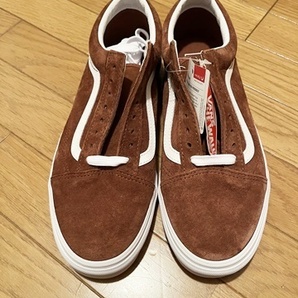 未使用品 バンズ VANS オールドスクール OLD SKOOL オール ピッグ スウェード Pig Suede 撥水加工 レザー 本革 ブラウン 茶色 10 28cm の画像3