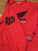 HONDA ホンダ RIDE RED Racing The Red Riders レーシングチーム スウェット トレーナー 赤 レッド ロゴプリント ウイングマーク オールド_画像5