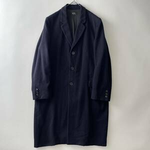 【90s/カシミヤ】A.P.C. size/S (te) フランス製 アーペーセー カシミア ウール チェスターコート アウター ネイビー 紺 cachemire coat