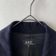 【90s/カシミヤ】A.P.C. size/S (te) フランス製 アーペーセー カシミア ウール チェスターコート アウター ネイビー 紺 cachemire coat_画像3