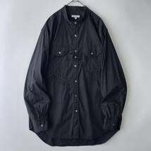 【極美品】ENGINEERED GARMENTS -Banded Collar Shirt- size/M (ka) 大きめ エンジニアードガーメンツ バンドカラーシャツ 長袖 ブラック_画像1