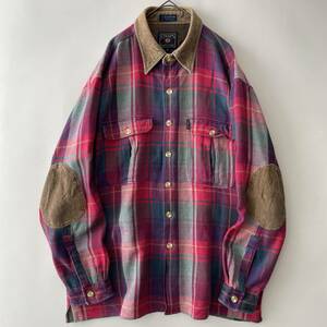 【80s/希少】CHAPS RALPH LAUREN size/M (hf) チャップス ラルフローレン ワークシャツ コーデュロ ネルシャツ 長袖 USA古着 shirt