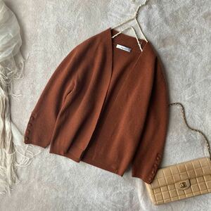  new goods / Max Mara white tag *.... cashmere 100% rib knitted cardigan * brick Brown 