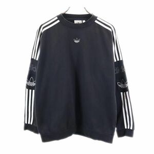 アディダス トレフォイルロゴ 長袖 トレーナー M ブラック系 adidas スウェット 裏起毛 メンズ 231205