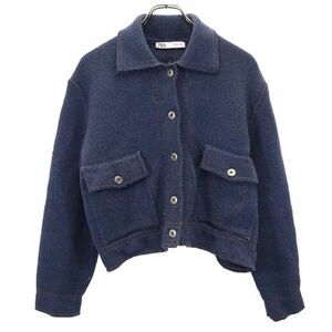 ザラ 長袖 ニットジャケット S ネイビー系 ZARA レディース 231206