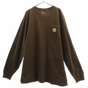 カーハート ロゴタグ 長袖 Tシャツ L ブラウン Carhartt ロングスリーブＴ ロンＴ メンズ 231211