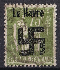 ドイツ第三帝国占領地 フランス普通オリーブの枝と平和(Le Havre)切手 75c