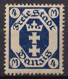 1922年自由都市ダンツィヒ紋章図案切手 4Mark