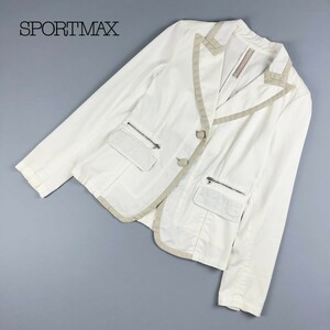 SPORTMAX CODE スポーツマックスコード パイピングデザインテーラードジャケット レディース 白 ホワイト ベージュ サイズ44*IC929