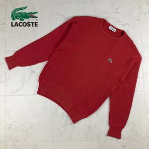 LACOSTE ラコステ ウール100% クルーネックリブニットトップス レディース 赤 レッド サイズ3*IC963