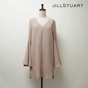  new goods unused JILLSTUART Jill Stuart sleeve flair V neck .. cloth knees height tunic One-piece lining equipped lady's pink size 2*KC122