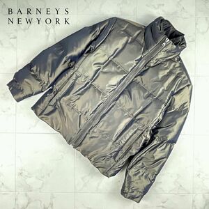 美品 BARNEYS NEW YORK バーニーズ ニューヨーク ダウンジャケット 光沢 アウター メンズ カーキ サイズS*KC1284