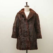 美品 毛皮コート ファーコート レディース 冬物アウター 茶色 ブラウン サイズSM*KC221_画像1