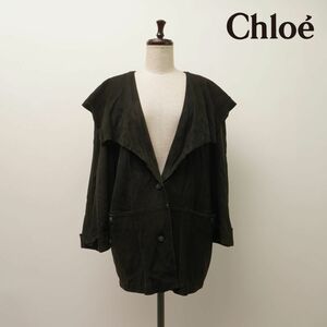 美品 Miss chloe ミスクロエ ビッグカラー スウェードジャケット レディース アウター 黒 ブラック サイズ40*KC398