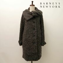 BARNEYS NEW YORK バーニーズ ニューヨーク ウール混 デザイン襟コート アウター レディース 黒 ブラック フリーサイズ*KC1512_画像1