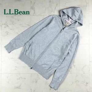 美品 L.L.Bean エルエルビーン カシミヤ混 ジップアップフーディパーカー ニット トップス レディース グレー サイズS*KC918