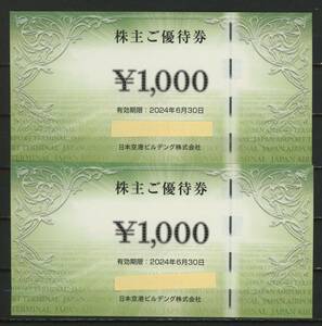 ∞日本航空ビルディング　株主ご優待券2枚/2000円分　及び　割引券（10%×5枚綴り）　有効期限/2024年6月30日