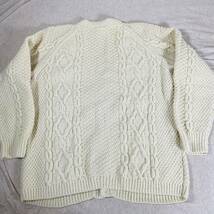 90s MadeinUK handmade aranknitcardigan アランニットカーディガン　フィッシャーマン 2Pocket pure new wonl XLsize 44_画像9