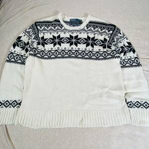 90s Ralph Lauren ラルフローレン　snowflake angora cashmere Knitsweater ニットセーター　Nordic sweater XL size 70s 80s