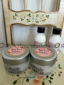 * new goods unopened SABON sabot mbo disk Rav green rose 60g×2 piece & green rose body milk 50ml 2 piece total 4 piece set *