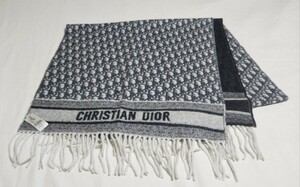 580送料無料 美品 クリスチャンディオール トロッター オブリーク マフラー ストール ファッション小物 ロゴ カシミヤ Christian Dior