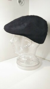 653送料100円 美品 KANGOL カンゴール アンゴラ ハンチング帽 黒 ブラック Lサイズ 帽子 ハンチングキャップ メンズ レディース 