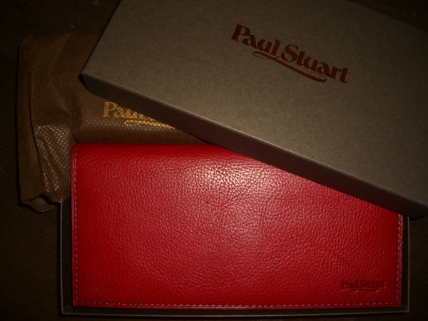 ◆箱付 ポールスチュアート Paul Stuart 長財布 赤 RE1
