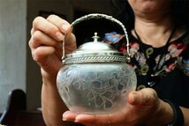 19世紀 BACCARAT バカラ LEGRAS ルグラ フランス アンティーク SILVER 純銀P アシッドグラス クリスタル 砂糖壺 キャンディー ボックス_画像1