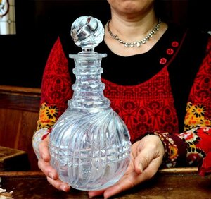 1826年 BACCARAT BAMBOU アンティーク クリスタルグラス バカラ ウイスキー ブランデー フラコン デキャンター ビンテージワイン デカンタ