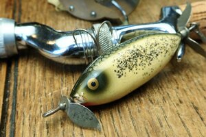 40s ウッド HEDDON SOS ミノー ビンテージ オールド ヘドン ウッドルアー ウンデッドスプーク原型 道楽 BALSA50 ZEALファンに