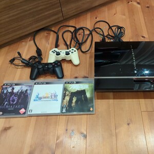 PS3 本体 60GB ＋ バイオ6 ＋ FF10(X/X-2) ＋ ワンダと巨像 本体ワンオーナー ブラック PlayStation3 CECHA00 初期化/動作確認済 プレステ3