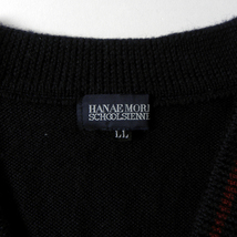 ハナエモリ HANAE MORI SCHOOLSIENNE ウール100% Vネックニットベスト セーター 制服 手洗い可 LL ネイビー 日本製 l1201-1_画像3