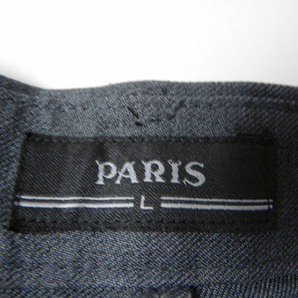 PARIS パリス ロゴ刺繍入 2タックトラウザー スラックス パンツ ストレッチ ゴルフにも L グレーm1206-7の画像6