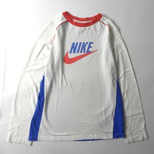 ナイキ NIKE コットン100% ビッグロゴプリント トリコロール配色 ロングスリーブTシャツ カットソー ジュニアL m1213-6