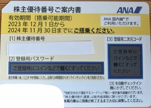 ANA 株主優待券（有効期限：2024年11月30日）1枚