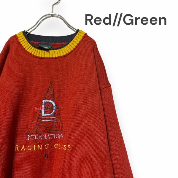 Red//Green レッドグリーン　ニット　セーター　ユーズドフルギ　古着　 長袖　メンズ　 ヴィンテージ　vintage