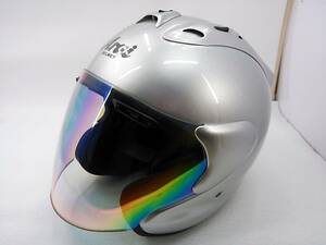 【送料無料】良品 Arai アライ MZ ALUMINA SILVER アルミナシルバー Lサイズ ミラーシールド付き ジェットヘルメット