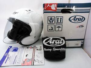 【送料無料】試着程度 美品 2020年製 Arai アライ MZ-F GLASS WHITE グラスホワイト Lサイズ 元箱付き ジェットヘルメット