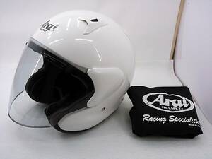 【送料無料】使用回数少 美品 Arai アライ MZ-F GLASS WHITE グラスホワイト Mサイズ ジェットヘルメット