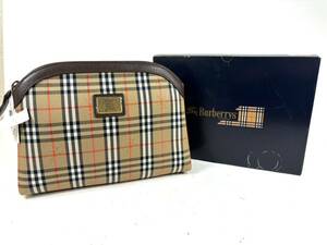 ☆美品☆ Burberry ポーチ バーバリー ブラウン ヴィンテージ メンズ レディース FK011-095 セカンドバッグ ノバチェック RT