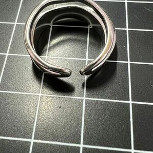 A566 匿名配送 指輪 レディース リング シルバー 曲線 二連 s925 フリーサイズ サイズ調節可能 シンプル 多重の画像8