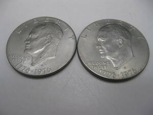 古銭 1776－1976年 アイゼンハワー 1ドル 銀貨 硬貨 建国200年 記念 アメリカ 米国 1972年 2枚 *35353