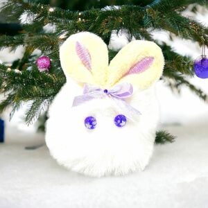 NO.34【妖精 雪うさ】もふもふ ぬいぐるみ 紫 ハンドメイド キーホルダー