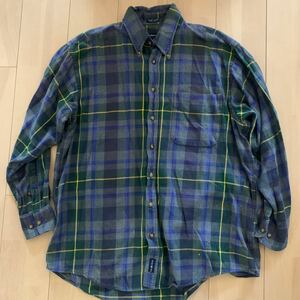 90s【GANT】ガント ポルトガル製 Rough Twill B.D shirt チェック ボタンダウン 長袖 フランネルシャツ 古着 Lアメカジ 長袖 良配色