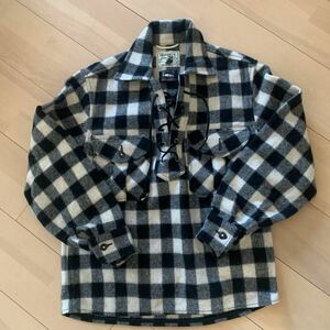 【ANDFAMILYS CO.】アンドファミリー×ウールリッチ プルオーバー ウールシャツ 38/M WOOLRICH 白黒Rich Plaid pullover jacket USA製生地