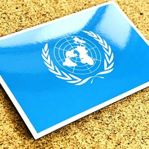 1■_国連・国際連合ステッカー Sサイズ 5x7.5cm 1枚即買■国旗 屋外耐候 耐水 シール 防水 UN